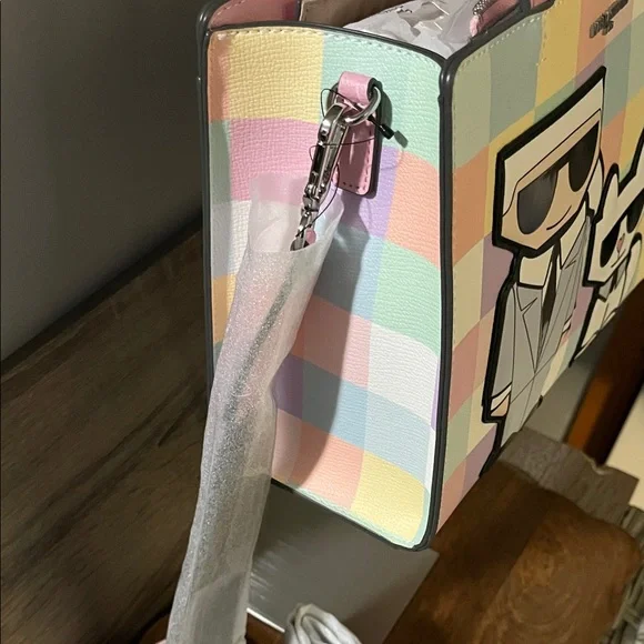 Karl Lagerfeld Pastel Checkered Tote Bag - Picture 3 of 12